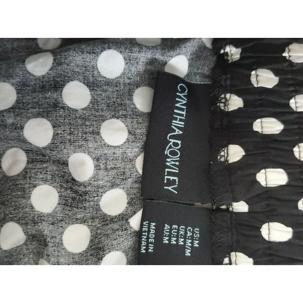 Cynthia Rowley Women's Full Flared Retro Black & White Polka Dot Skirt Size Med